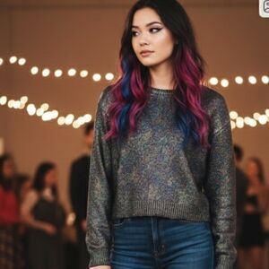 Forever21 Metallic Coated Sweater